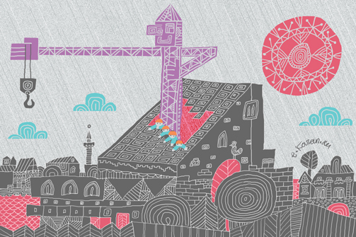 Это редкий снимок. Посмотрите, как строительный кран застрял в театре Камала  