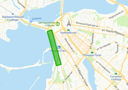 Примерная зона застройки. Схема: e-Kazan